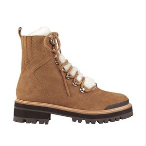 Marc Fisher LTD Women Brown Izzie Genuine Shearling Lug Sole Boot- WORN ONCE